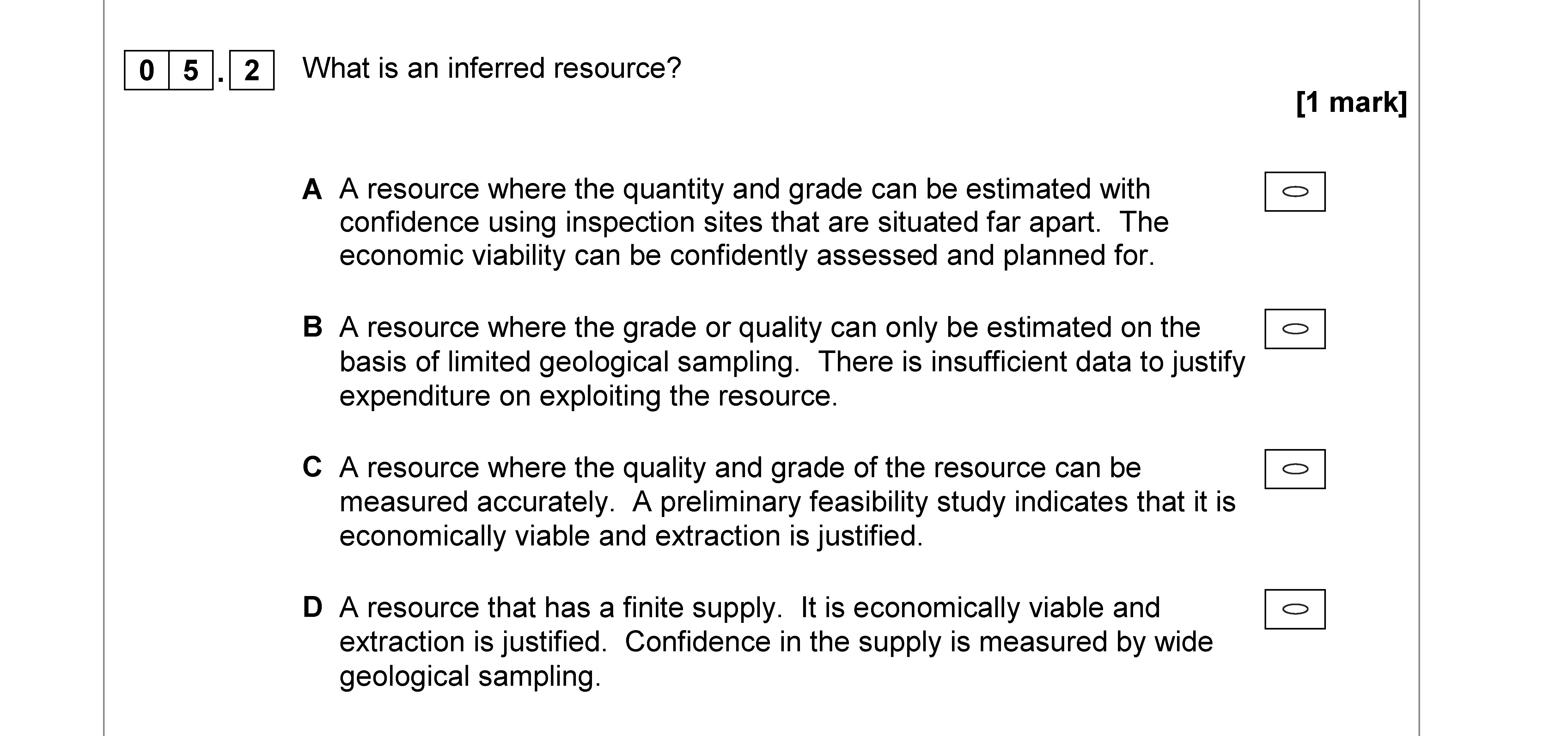 What-is-an-inferred-resource?--A-resource-where-the-quantity-and-grade-can-be-estimated-with-confidence-using-inspection-sites-that-are-situated-far-apart-AQA-A-Level Geography-Question 5-2018-Paper 2.png